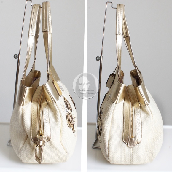 Coach Lexi Shoulder Bag Butterfly #F16584 Straw and Leather Satchel 2011 - Picture 7 of 11